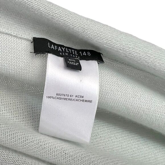 Lafayette 148 New York Mint Green 100% Cashmere Open Kimono Cardigan, Size M/L - Picture 7 of 10